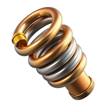 serene contemporary Steampunk spring with tightly coiled metal and brass ends genuine png