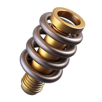 dramatic traditional Steampunk spring with tightly coiled metal and brass ends premium png