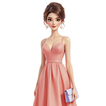 A beautiful woman in a pink dress png