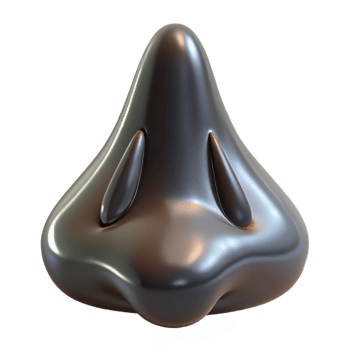 elegant vintage A single, stylized human nose made of polished obsidian, genuine png