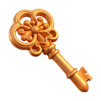 stunning modern A single, ancient key, ornate carvings, intricate wards exclusive png