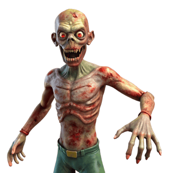 vibrant contemporary A menacing zombie, decaying flesh, outstretched arms 4K png