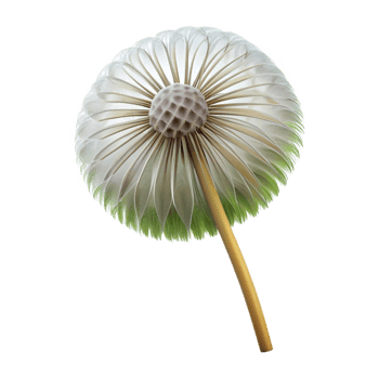 serene minimalist Single dandelion seedhead high resolution png