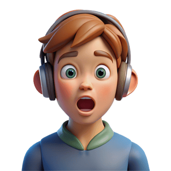 beautiful modern Surprised teenage boy with headphones, 4K png