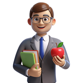 beautiful traditional Teacher with apple and books, original png