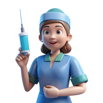 beautiful contemporary Nurse in scrubs with syringe, original png