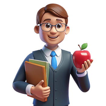 impressive creative Teacher with apple and books, authentic png