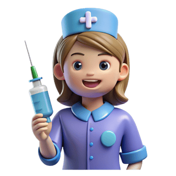 stunning contemporary Nurse in scrubs with syringe, 4K png