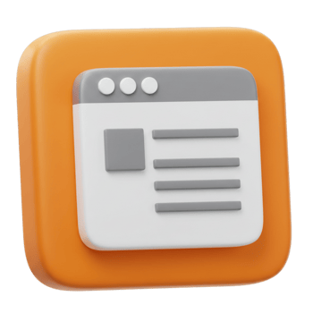 Orange webpage icon illustrating digital interfaces png