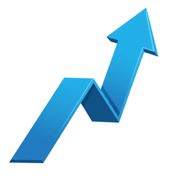 Increasing trend line representing growth in a financial graph png