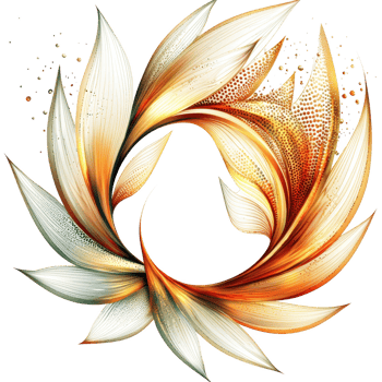 Elegant and vibrant abstract design featuring swirling petals in shades of white, gold, and orange, creating sense of movement and harmony. This artwork evokes feelings of beauty and creativity png