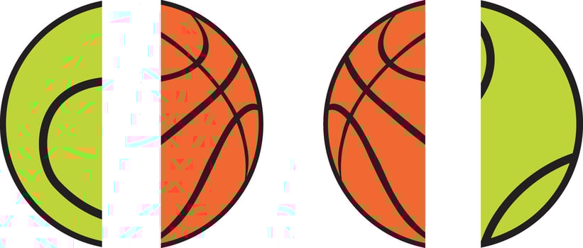 Split Name Tennis Basketball, Tennis Ball, Basketball Clipart vector