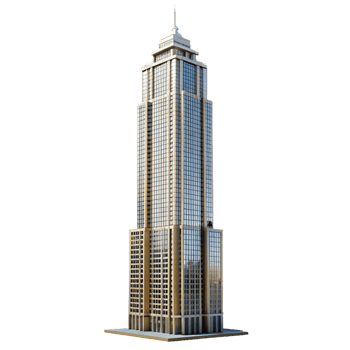 Modern Glass and Beige Highrise Office Building Architectural Model Render png