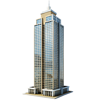 Modern HighRise Building Architectural Rendering on Black Background png