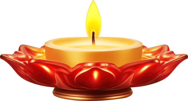 Decorative Diya Lamp with Flame png