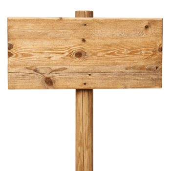 Rustic Wooden Signboard on a Weathered Post Blank for Your Message png