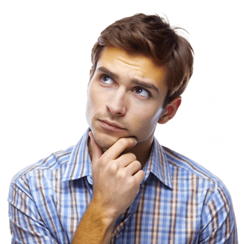 Young Man in Thoughtful Pose Contemplating a Decision or Problem png