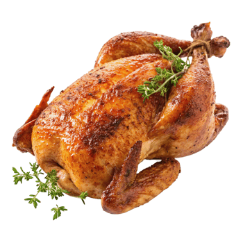 A Delicious Roasted Chicken with Crispy Skin and Fresh Thyme png