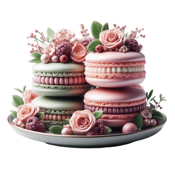 Delicious Macarons with Flowers png
