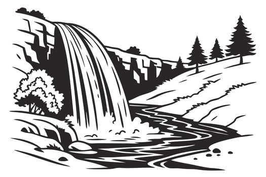 ranquil Escape Waterfall in the Caucasus vector