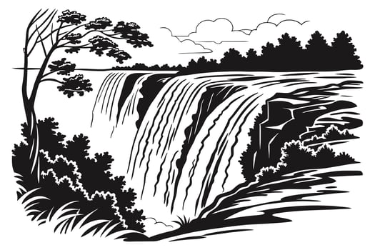 Majestic Waterfall in the Heart of the Caucasus vector