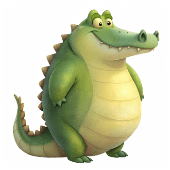 Cute Hand Drawn Watercolor illustration and Transparent of a Chubby Crocodile png