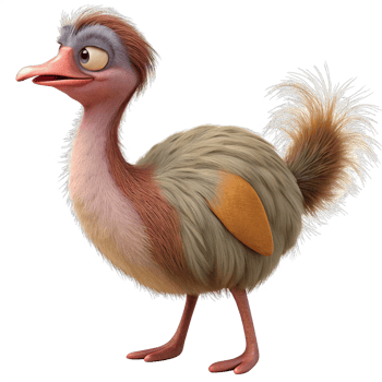 Cute Hand Drawn Watercolor illustration and Transparent of a Chubby Ostrich png