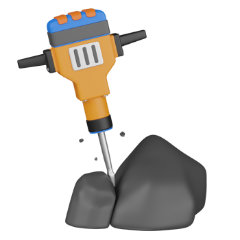 3d render drilling with drilling machine illustration png