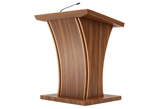 Elegant Wooden Lectern Podium with Modern Design and Integrated Microphone for Presentations and Speeches png