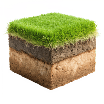 Cross Section of Soil Layers Showing Grass Topsoil Subsoil and Bedrock png