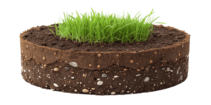 Cross Section of Soil Showing Layers and Growing Grass png