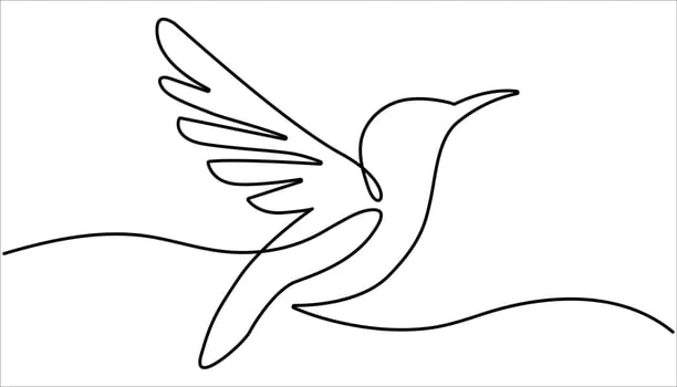 Hummingbird continuous one line drawing. Flying animal concept Single line. Bird line art drawing. vector
