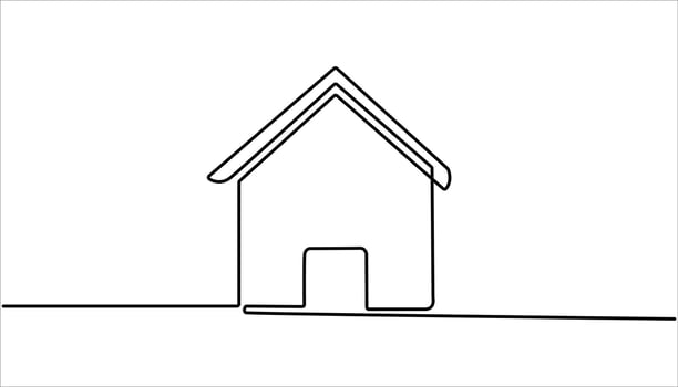 House icon continuous one line drawing vector