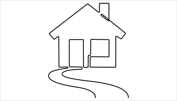 House icon continuous one line drawing. Home, house sign line continuous drawing illustration. vector