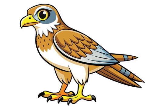 CartoonStyle Bird with Feathers and Talons on White Background vector