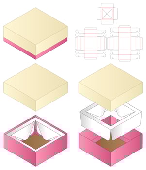 A box with a lid and support inside, Box packaging die cut template design. 3d mock-up vector