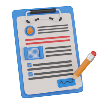 3d render Working Contract illustration png