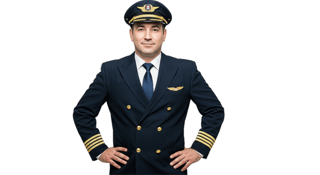 Portrait of pilot on white background transparent png