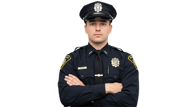 Portrait of police officer on white background transparent png