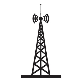 Communication transmission tower broadcasting antenna icon design vector