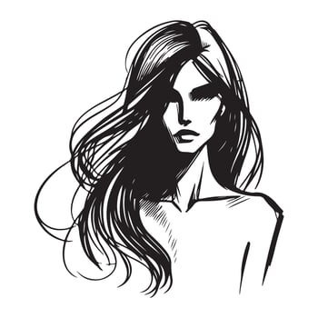 Fashion woman with long hair illustration stylish design vector