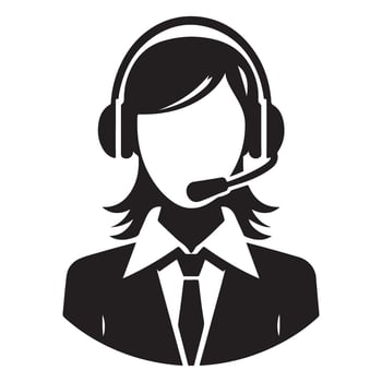 Customer service representative silhouette with headset illustration vector