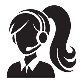 Dedicated customer support service professional providing assistance with headset vector