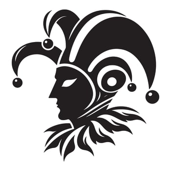 Classic Jester Silhouette Art Joker Face Illustration for Design vector