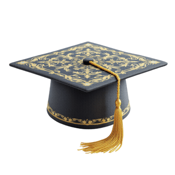A graduation cap with gold tassel png