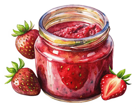 Refreshing Strawberry Jam Jar with Splash in Transparent Background png