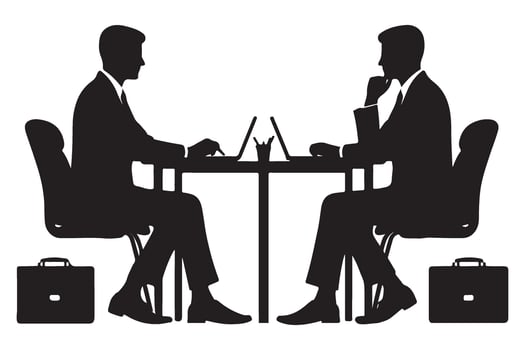 Business Meeting Silhouette Illustration Collaboration and Discussion vector