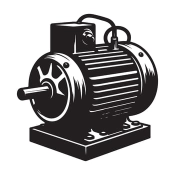 Industrial Electric Motor Silhouette Illustration Design vector