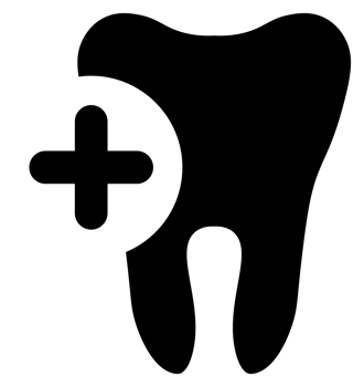 Dental Health Icon Featuring Tooth Silhouette with Medical Cross png