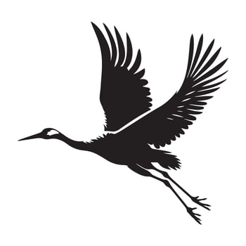 Flying elegant crane bird silhouette design illustration artwork vector